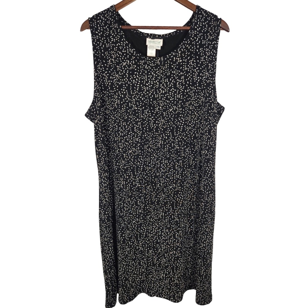 Coldwater Creek‎ Black Patterned Stretch Sleeveless Tunic Swing Dress Size XL